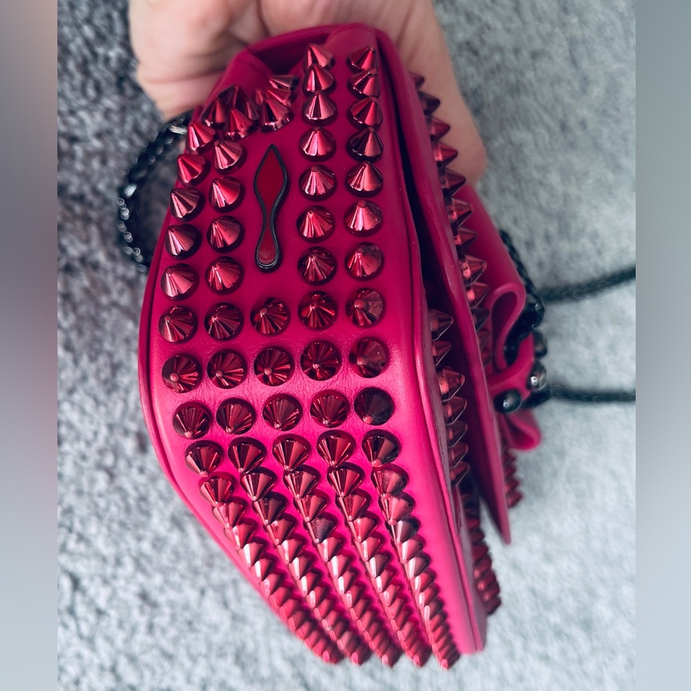 Christian Louboutin Pink Studded Clutch or Crossbody Bag - Picture 4 of 11